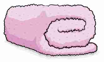 벡터 고립 된 푹신하고 압연 수건 핑크 컬러