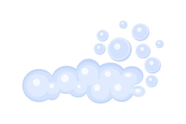 Isolated foam made of soap Light blue foam and bubbles Vector illustration in cartoon style