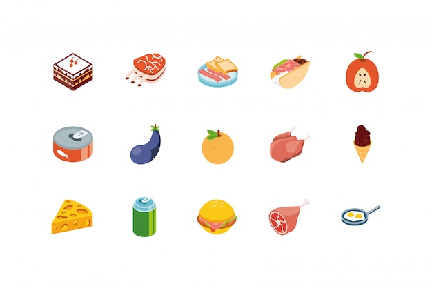 Isolated food icon set design