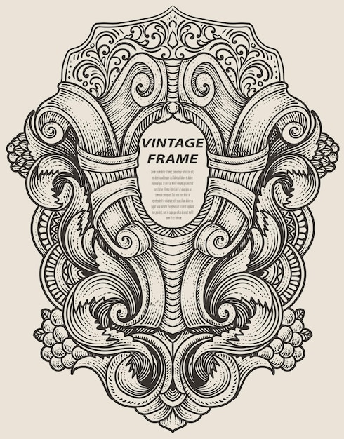 Vector isolated frames in baroque antique style engraving ornament frames