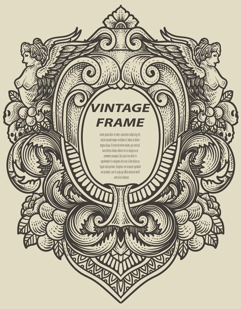 Isolated frames in baroque antique style engraving ornament frames