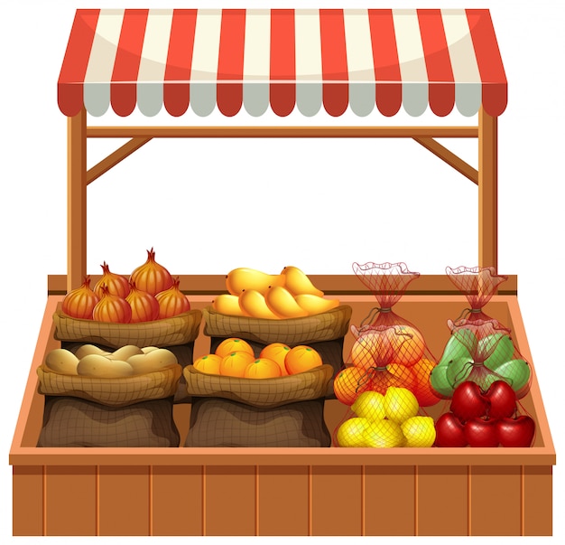 Isolated fresh vegetable stall