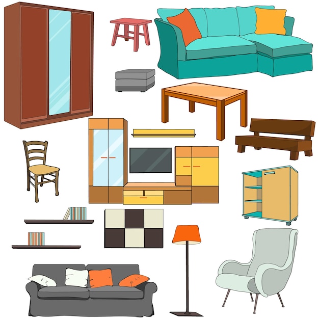 Vector isolated furniture set