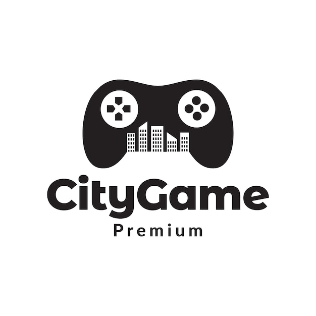 Isolated gamepad with city building logo design vector graphic symbol icon illustration creative