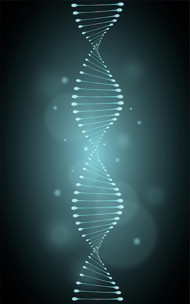 Изолированная модель генетической спирали с синим светящимся эффектом