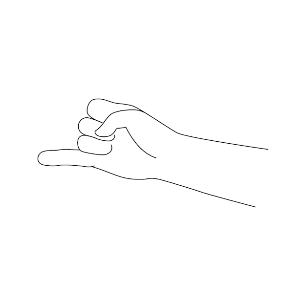 Vector isolated gesture of reconciliation with extended little finger vector illustration black and white