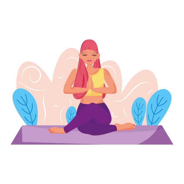 Vector isolated girl character on a yoga practice vector