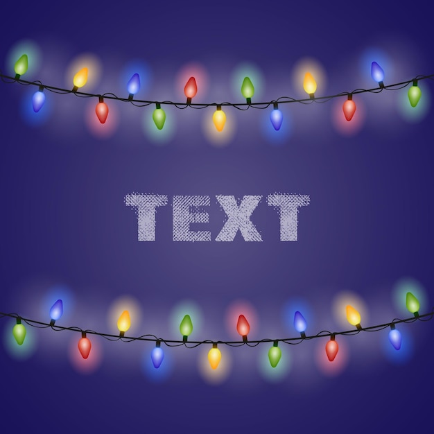 Isolated glowing light bulb garland on gradient background