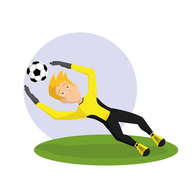 Vector isolated goalkeeper soccer player cartoon vector illustration