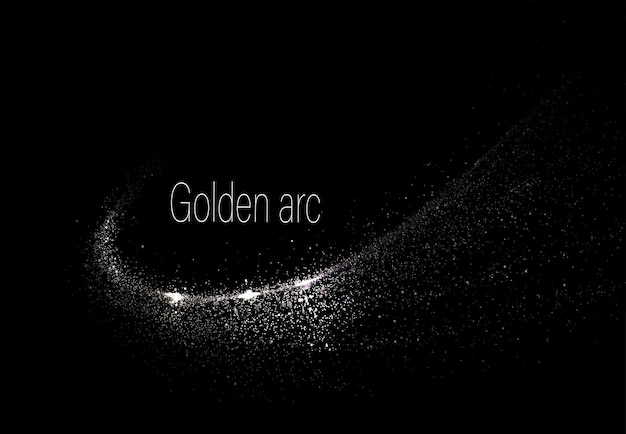 isolated gold arc composition with small tinsel
