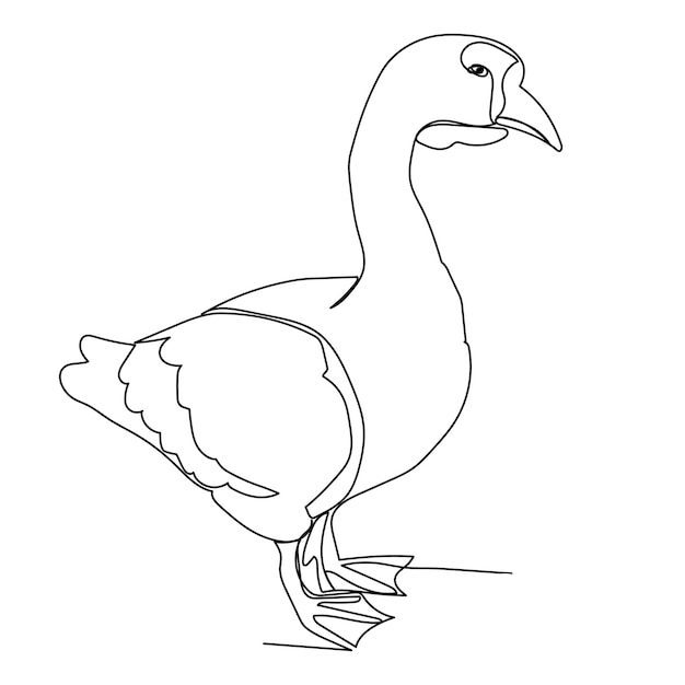 Isolated goose continuous line drawing