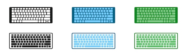 アイソレートされたグラフィックイラストレーション制御デバイス シンプルなセットキーボード モダンなカラーキーボード ボタンキー ベクトルデザインスタイルのキーボードアイコン
