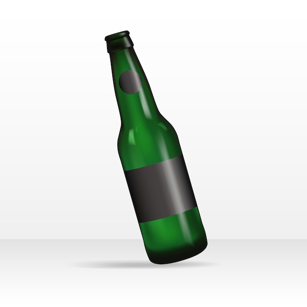 孤立した緑のビール瓶のモックアップベクトル図
