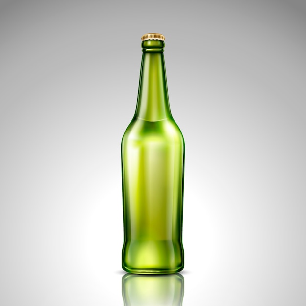 Vector isolated green glass bottle illustration