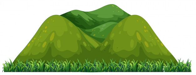 Vector isolated green mountain on white background