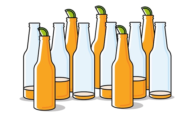 Isolated group of beer bottle icon Vector illustration