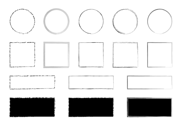 孤立したグランジ ブラシ ボーダー フレーム コレクション セット