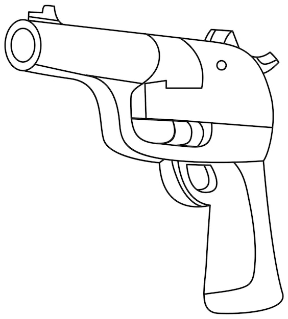 Isolated Gun Cartoon Outline Illustration