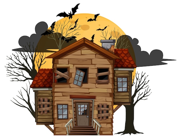 孤立したハロウィーンの廃屋