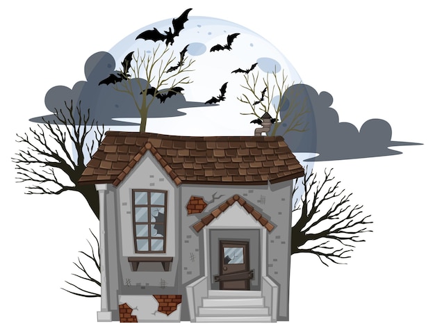 Vector isolated halloween abandoned house