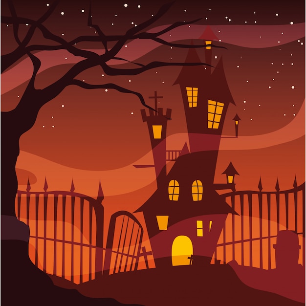 Isolated halloween castle