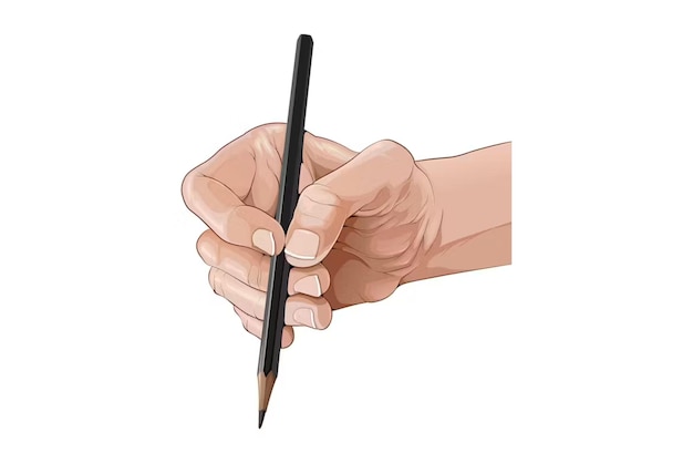 Isolated Hand Holding Pencil