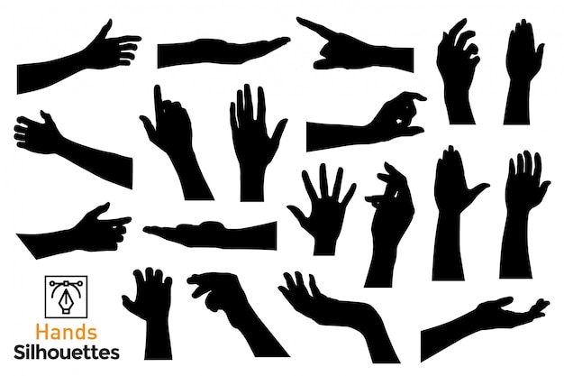 Isolated hands silhouettes.