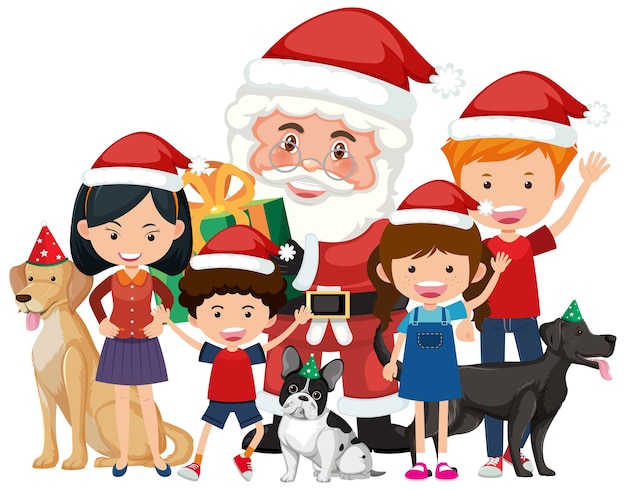 Vector isolated happy family celebrating christmas