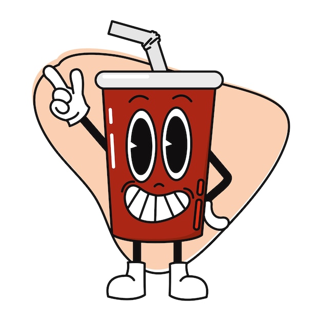 Isolated happy soda groovy traditional cartoon Vector