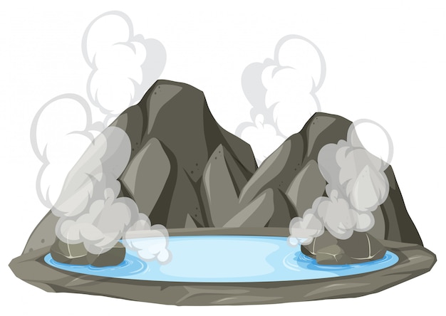 Isolated hot spring on white background