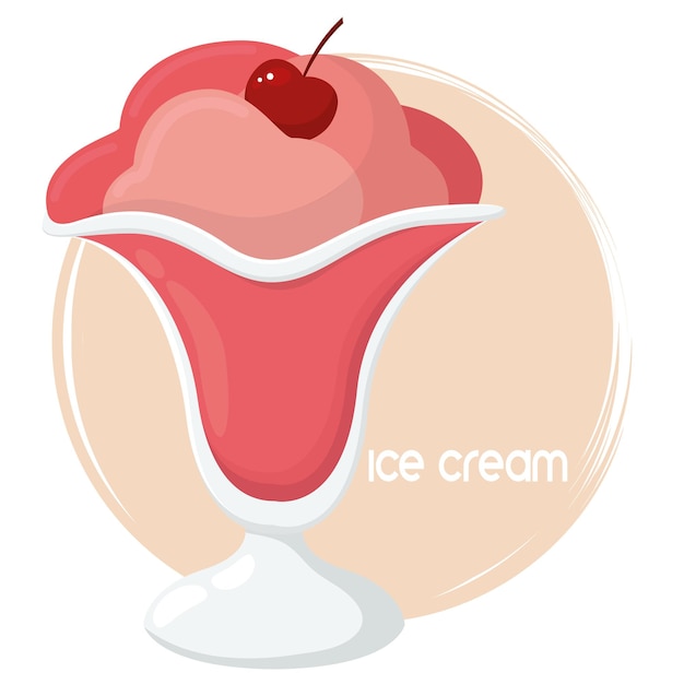 Isolated ice cream with cherry sketch icon Vector illustration
