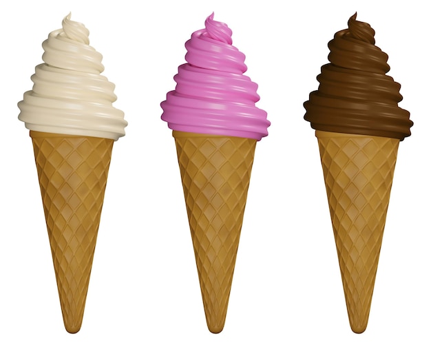 isolated ice creams realistic illusrtation 3d ice cream cones vector