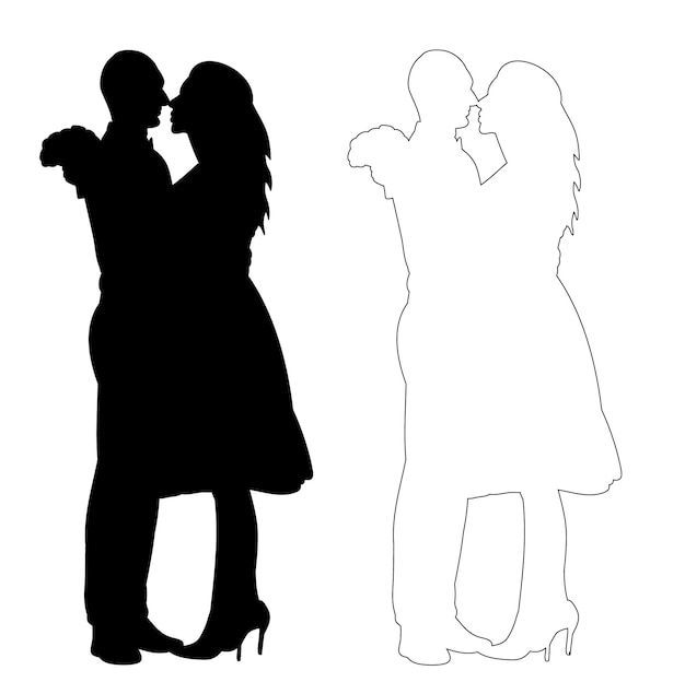 Icona isolata silhouette uomo e donna