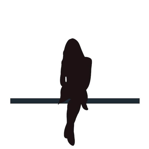 Vettore icona isolata silhouette di una donna seduta
