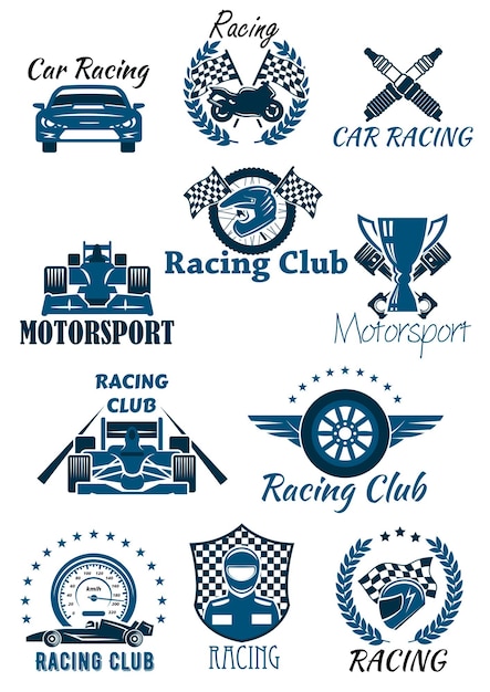 Isolated icons for racing and motorsports