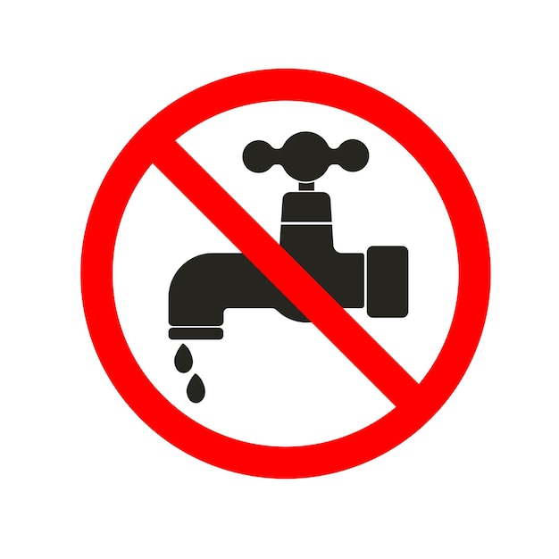 Vector isolated illustration of black pictogram do not water tap sign for save water please turn off valve