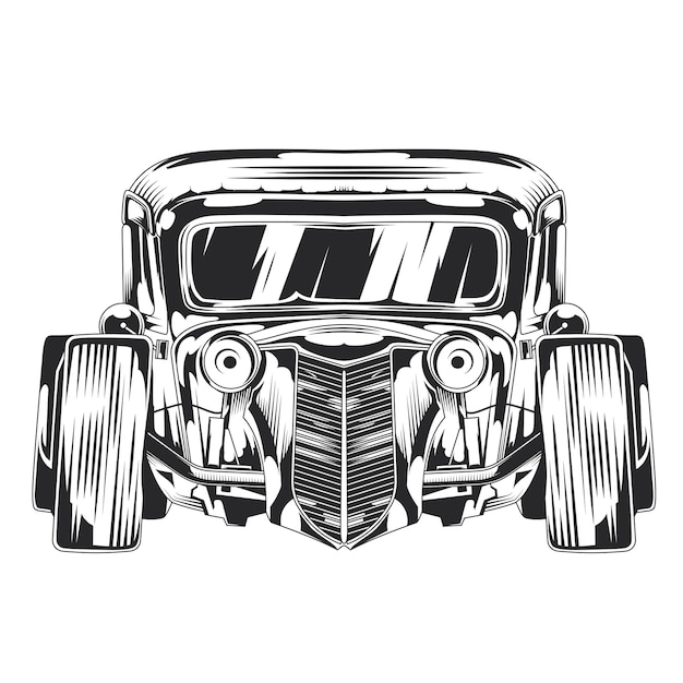 Isolated illustration of custom hot rod.