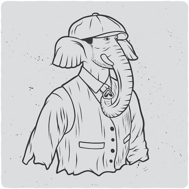 Isolated illustration of elephant men