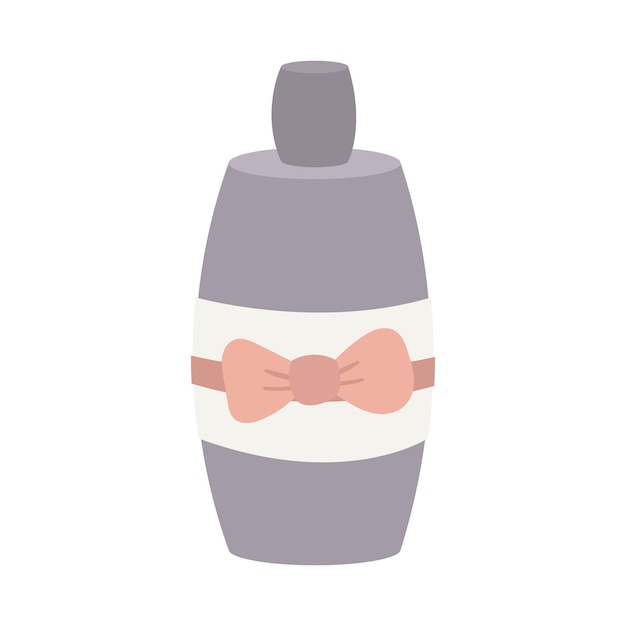 Isolated illustration jar of perfume or cream with a bow on a white background