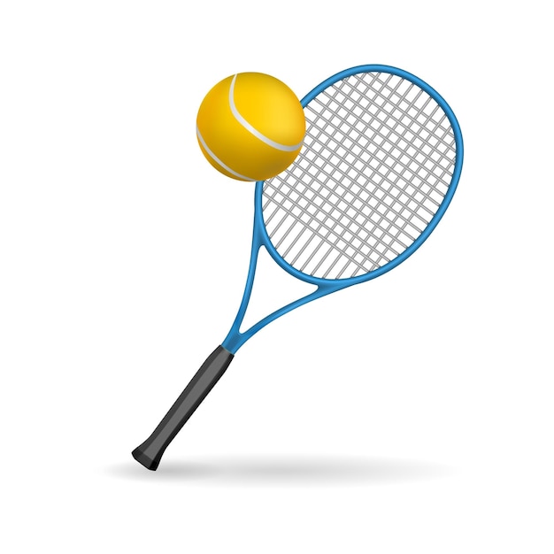 Vettore illustrazione isolata di una racchetta da tennis e di una palla