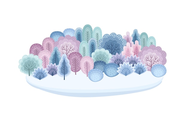 Vettore illustrazione isolata del modello vettoriale della foresta invernale