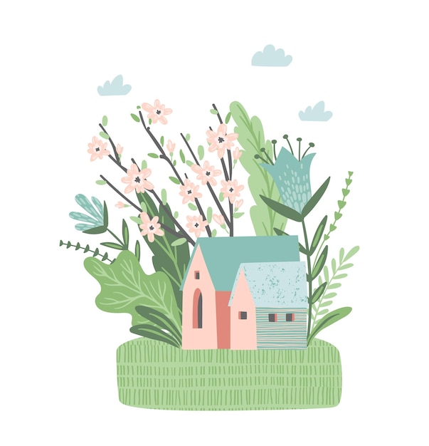 isolated illustration with spring landckape vector design for poster card invitation placard brochure flyer and other