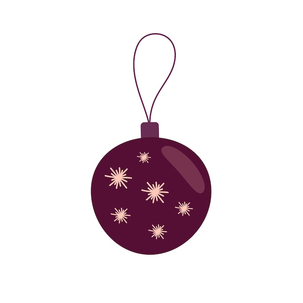 Isolated image of a maroon Christmas ball with snowflakes