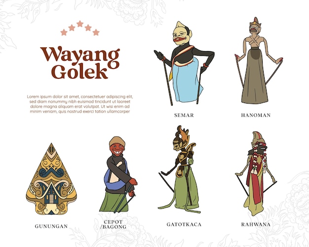 Illustrazione indonesiana isolata del golek di wayang