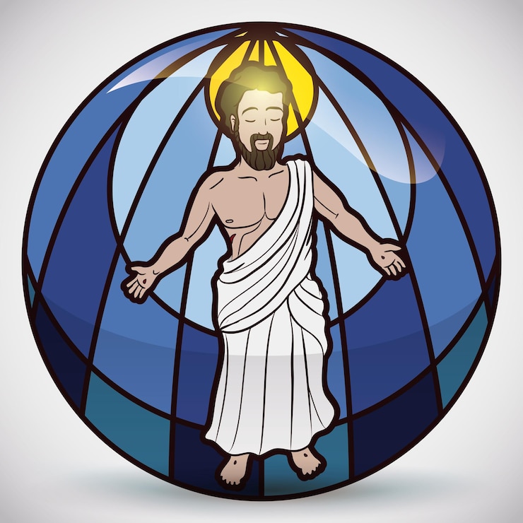 वेक्टर isolated jesus christ figure in stained glass with glossy effect