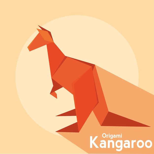 Vector isolated kangaroo origami icon flat design vector