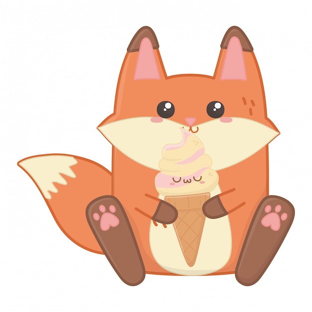 Isolated kawaii of fox cartoon