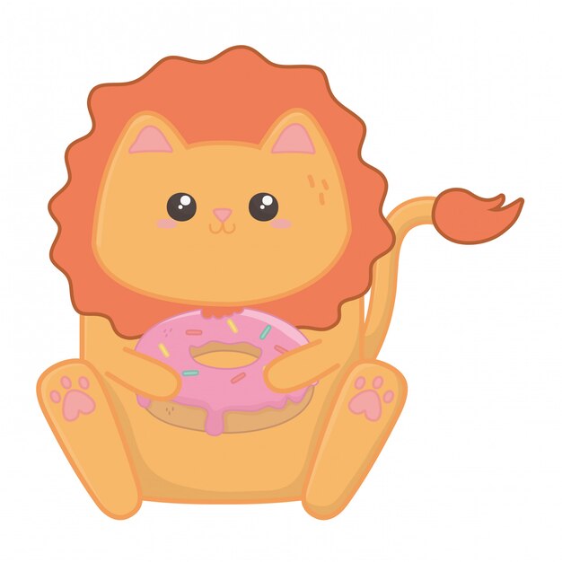 Isolated kawaii of lion cartoon