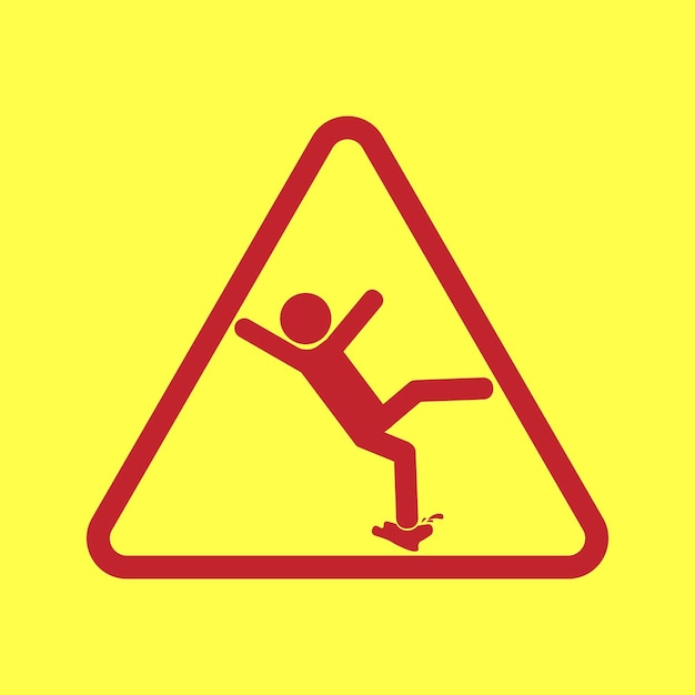 Isolated label sign of pictogram moping floor with water black and red triangle safety icon