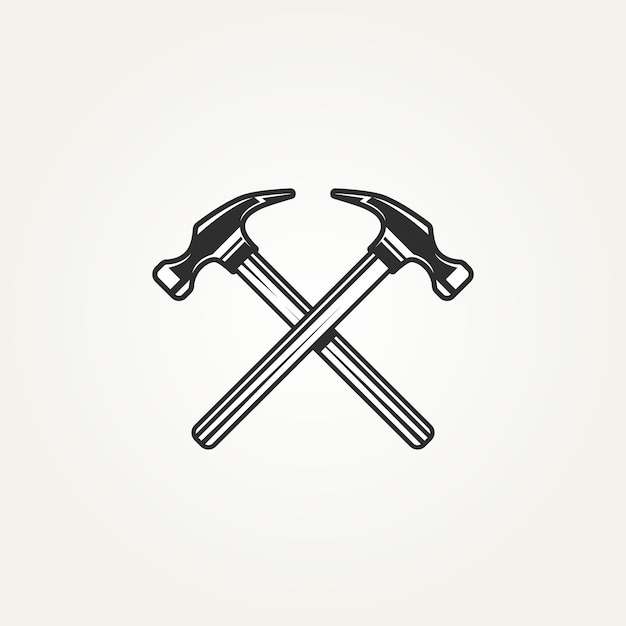 Isolated letter x hammer carpentry vintage vector illustration design